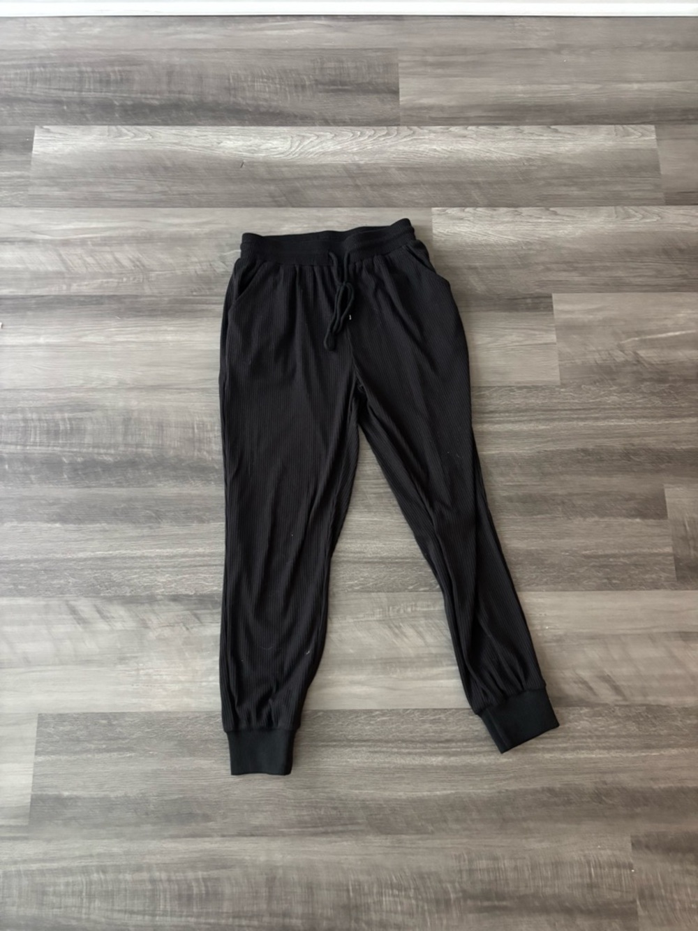 Black Ribbed Track Joggers - Women's Comfortable Athletic Pants